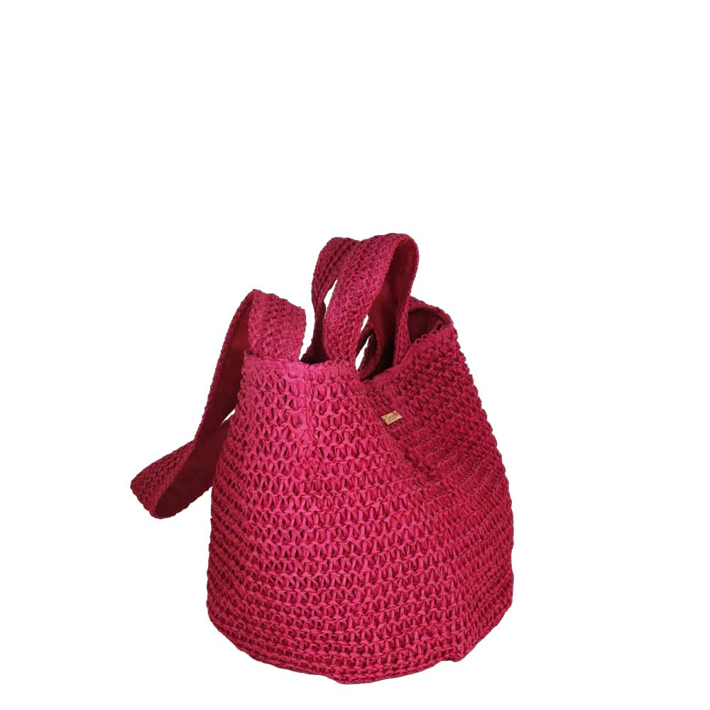 Camomilla Milano Borsa City Crochet Fuxia in Fibre Naturali