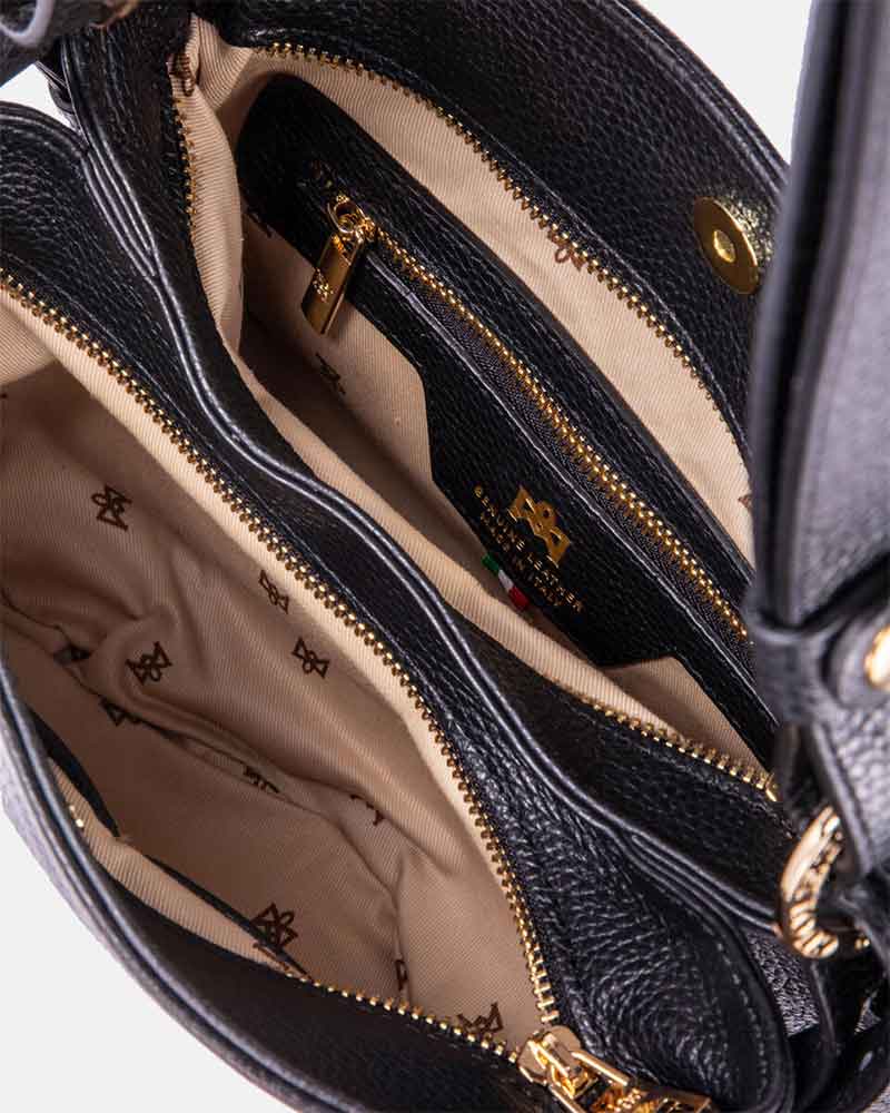 Cuoieria Fiorentina | Borsa Hobo Piccola Velvet in Pelle | Nero