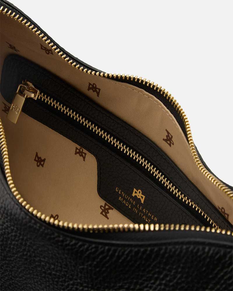 Cuoieria Fiorentina | Borsa Hobo Squadrata Eva in Pelle |Nero