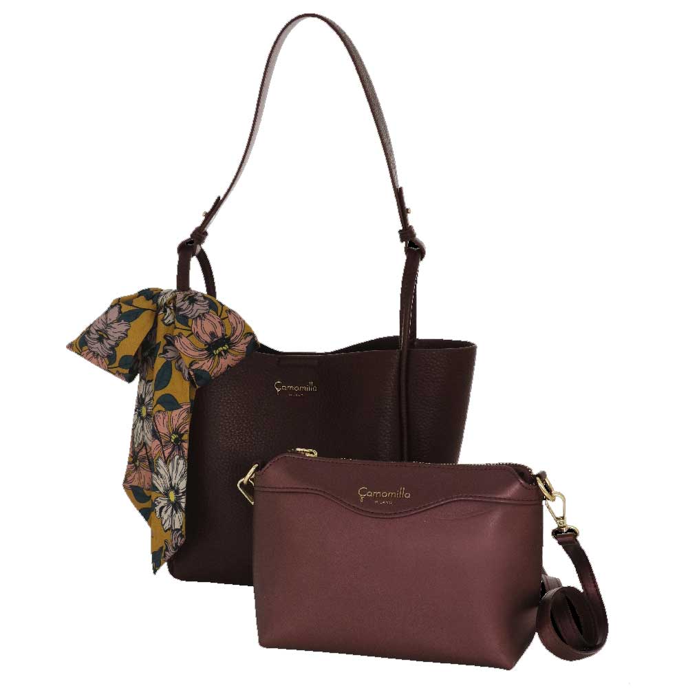 Camomilla Milano | Borsa Nancy Burgundy | Set Bag in Bag con Foulard