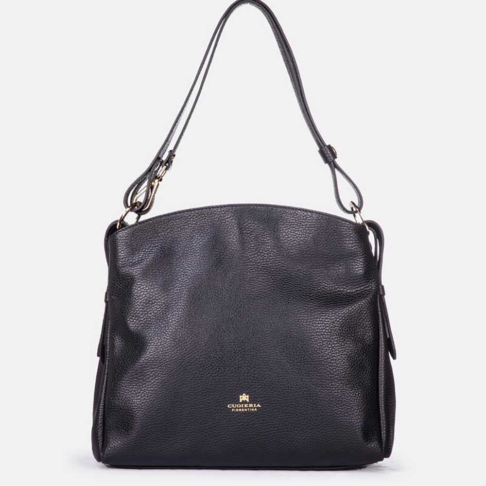 Cuoieria Fiorentina | Borsa Hobo Media Velvet in Pelle | Nero
