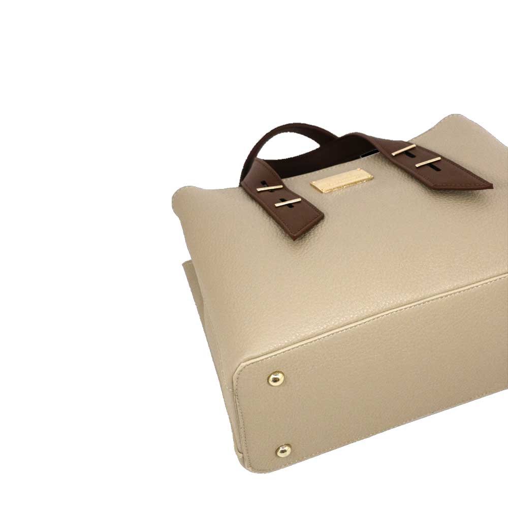 Camomilla Milano | Borsa a Mano Bree M Beige con Dettagli a Contrasto