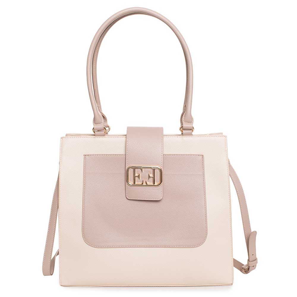 Egon von Furstenberg | Borsa a Spalla con Doppio Manico | Light Beige Dark Beige