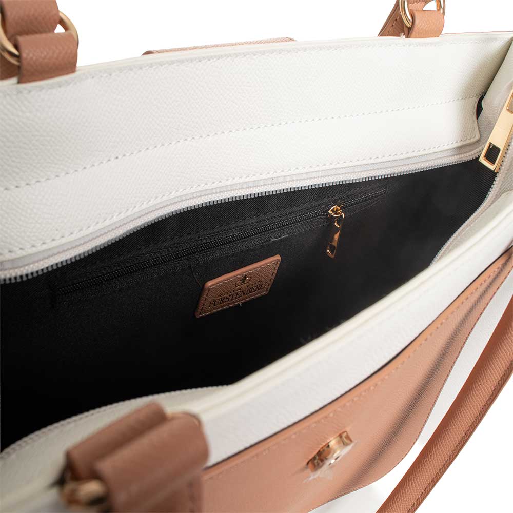 Egon von Furstenberg | Borsa a Spalla con Doppio Manico | White Cuoio