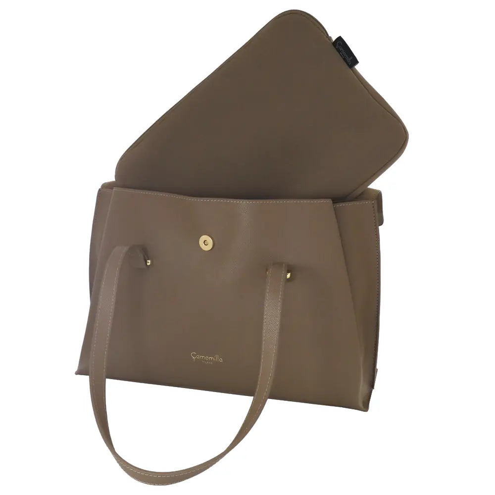 Camomilla Milano | Borsa Porta PC Nice Office Taupe con Fiocco