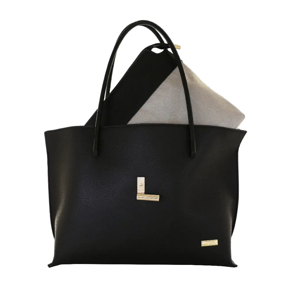 Camomilla Milano | Borsa Spalla Pop Candy Nero | Mix Similpelle Martellata e Liscia