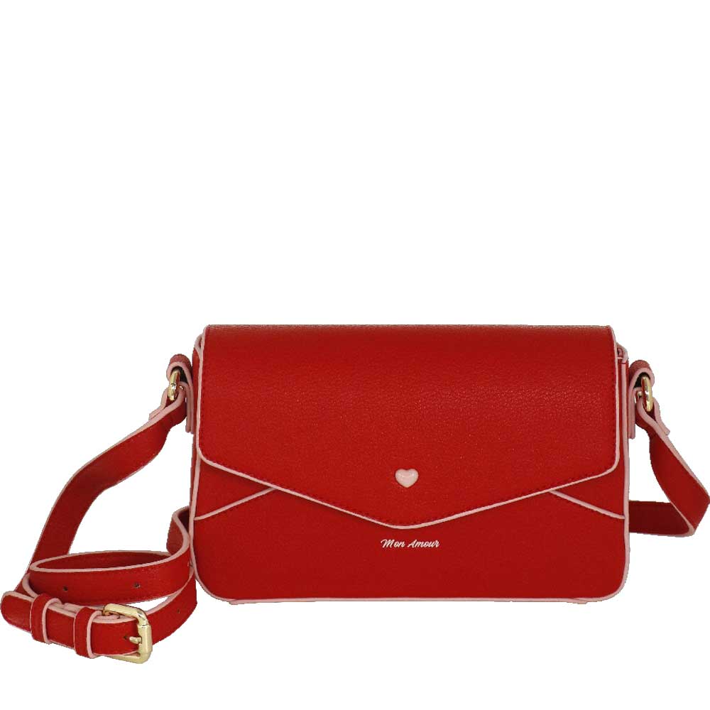 Camomilla Borsa a Tracolla con Patta Mon Amour Rosso 12331