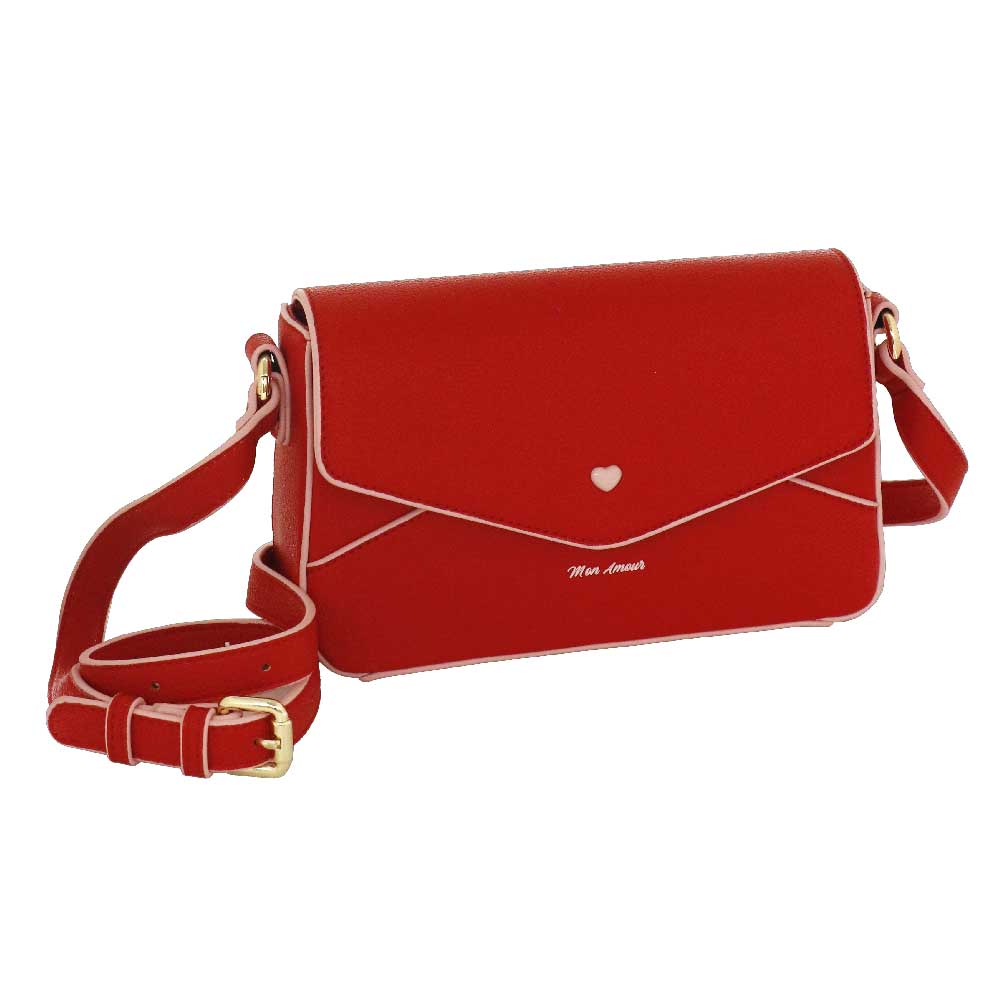 Camomilla Borsa a Tracolla con Patta Mon Amour Rosso 12331