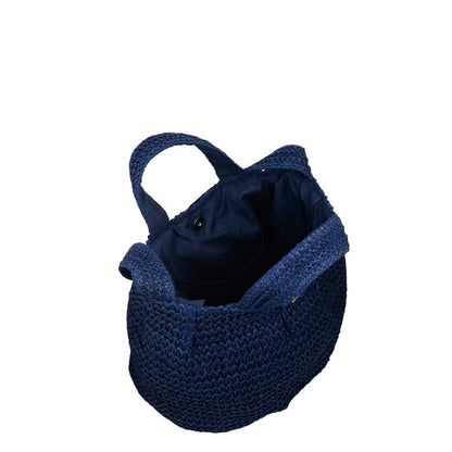 Camomilla Milano Borsa City Crochet Blu Fibre Naturali