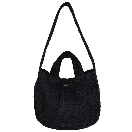 Camomilla Milano Borsa City Crochet Nero Fibre Naturali