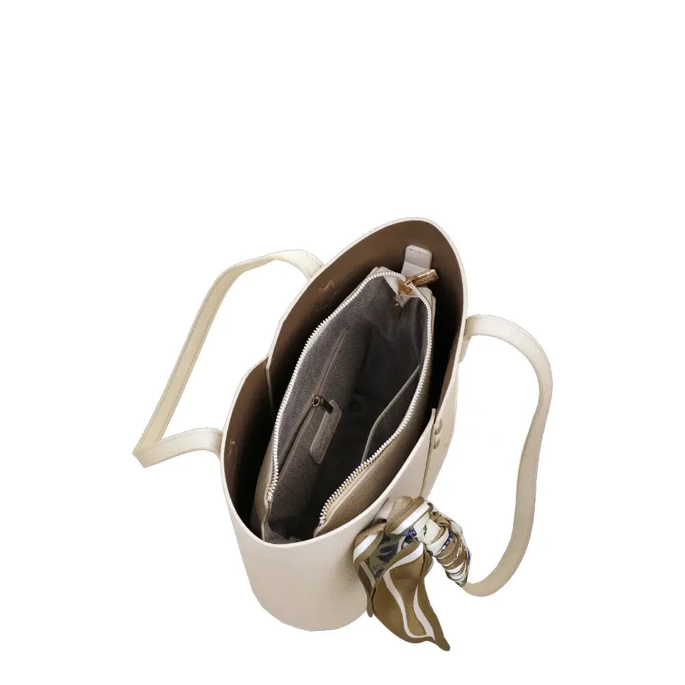 Camomilla Milano | Borsa Spalla M Sugar Free Off White | Sportina in Ecopelle Martellata
