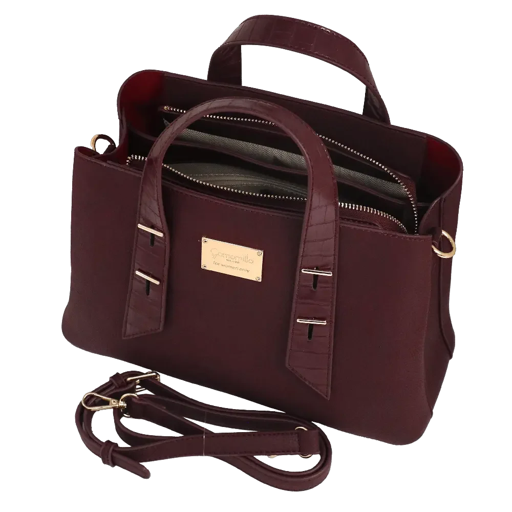 Camomilla Milano | Borsa a Mano M Bree Burgundy | Ecopelle e Dettagli Cocco