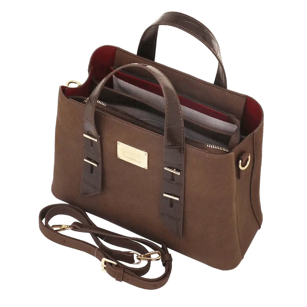 Camomilla Milano | Borsa a Mano M Bree Marrone | Ecopelle Martellata ed Effetto Croco