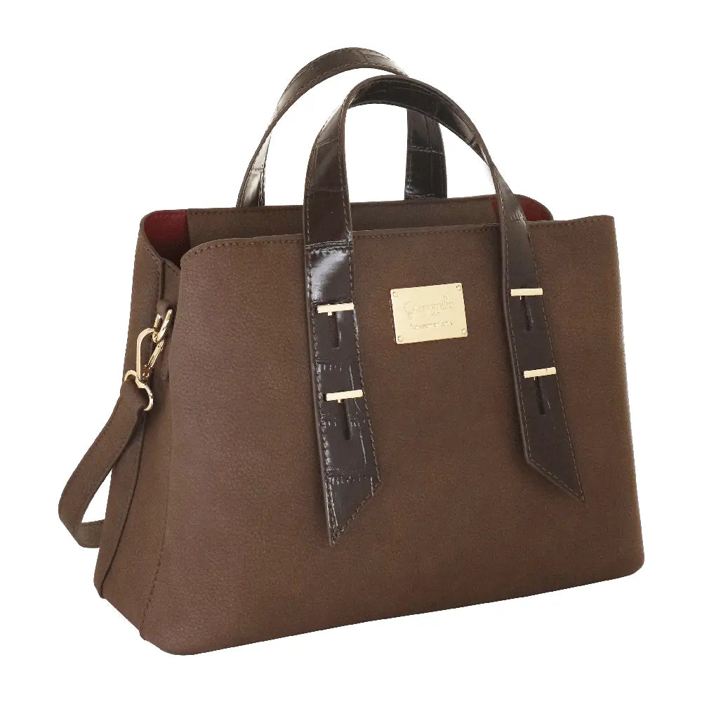Camomilla Milano | Borsa a Mano M Bree Marrone | Ecopelle Martellata ed Effetto Croco
