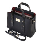 Camomilla Milano | Borsa a Mano M Bree Nero | Ecopelle Martellata ed Effetto Croco