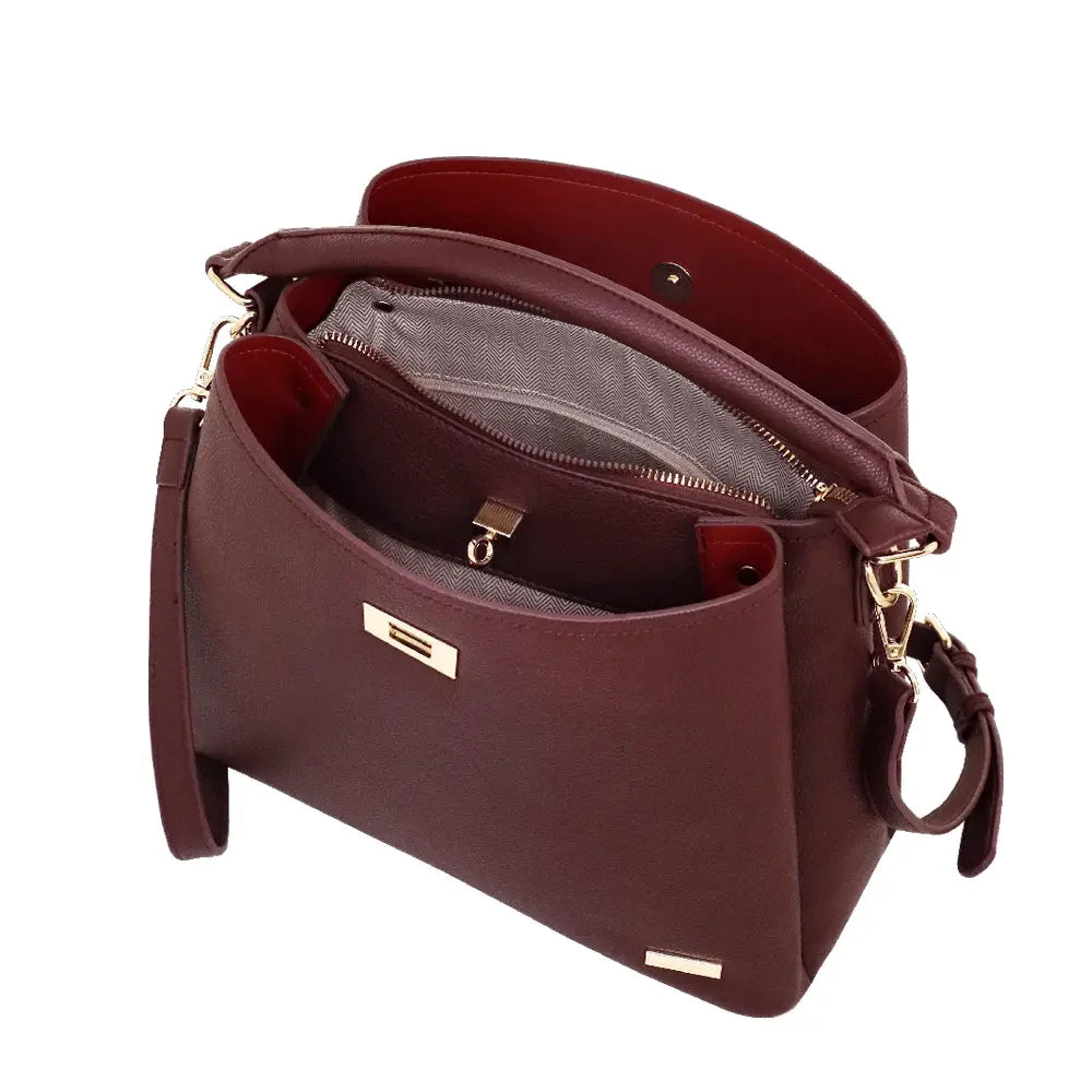 Camomilla Milano | Borsa a Mano M Jill Burgundy | Ecopelle Martellata
