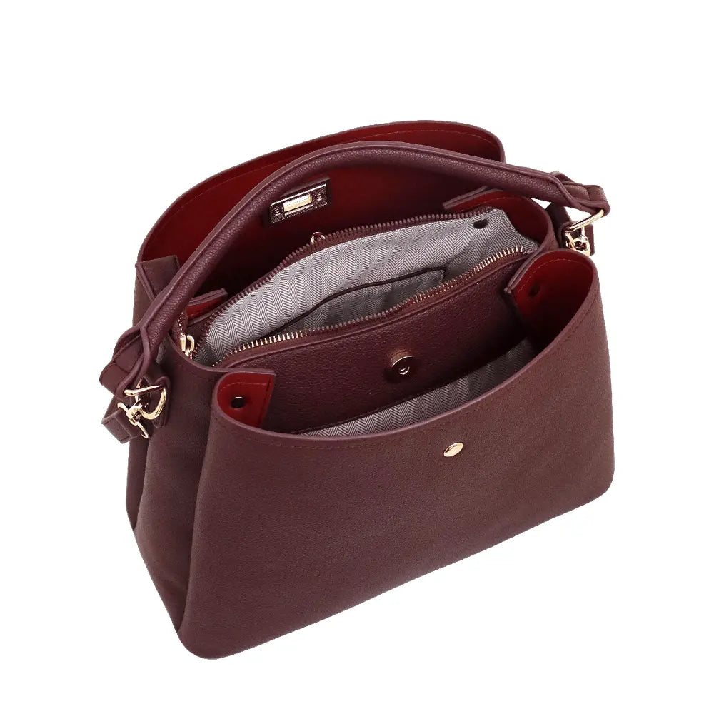 Camomilla Milano | Borsa a Mano M Jill Burgundy | Ecopelle Martellata