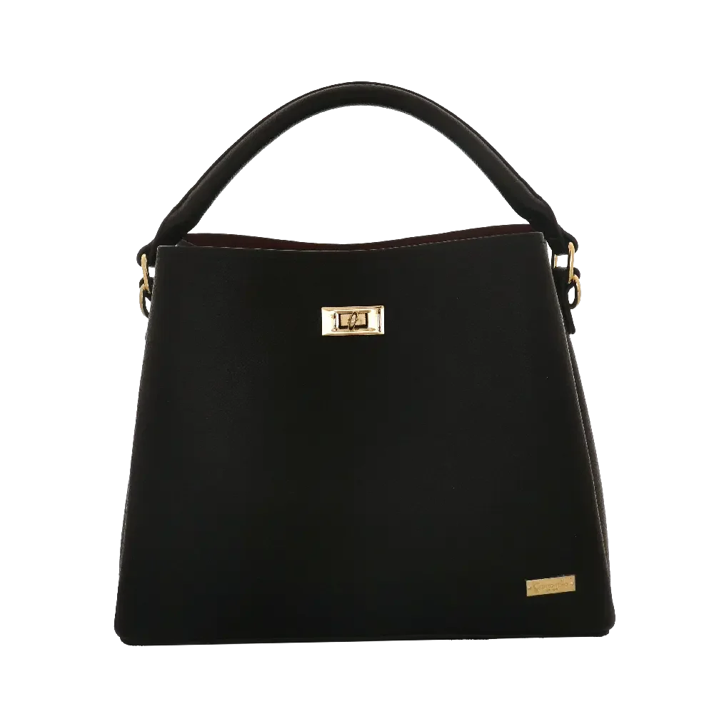 Camomilla Milano | Borsa a Mano M Jill Nero | Ecopelle Martellata