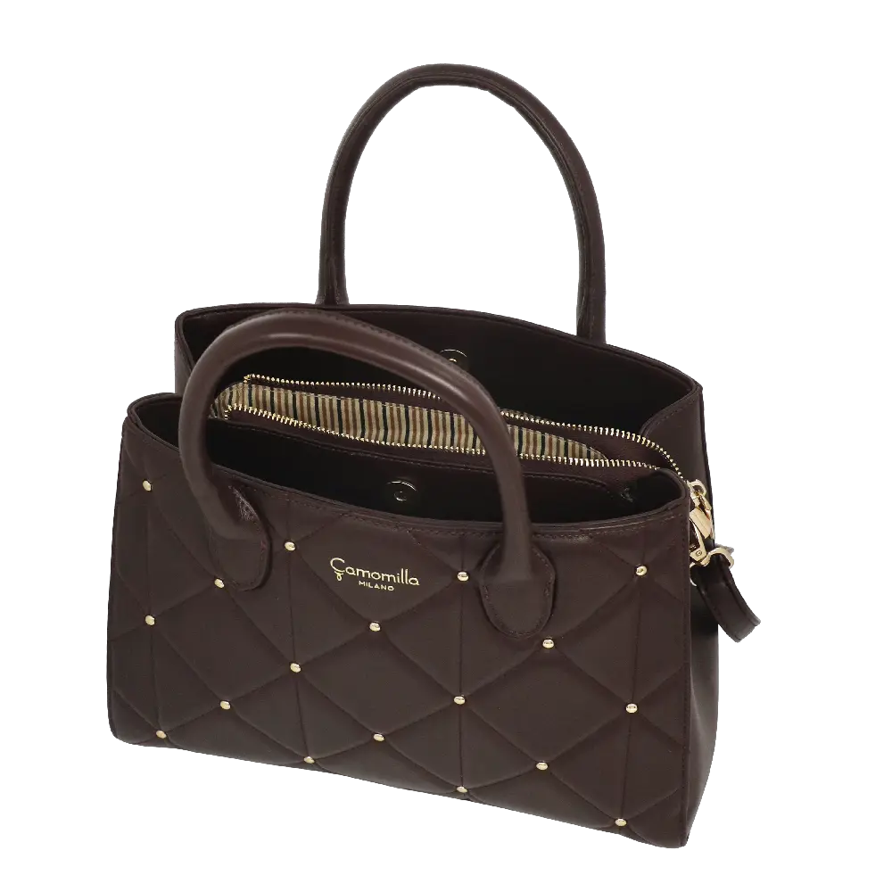 Camomilla Milano | Borsa a Mano M Sweet Studs Marrone Scuro | Ecopelle Trapuntata