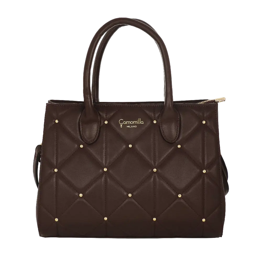 Camomilla Milano | Borsa a Mano M Sweet Studs Marrone Scuro | Ecopelle Trapuntata