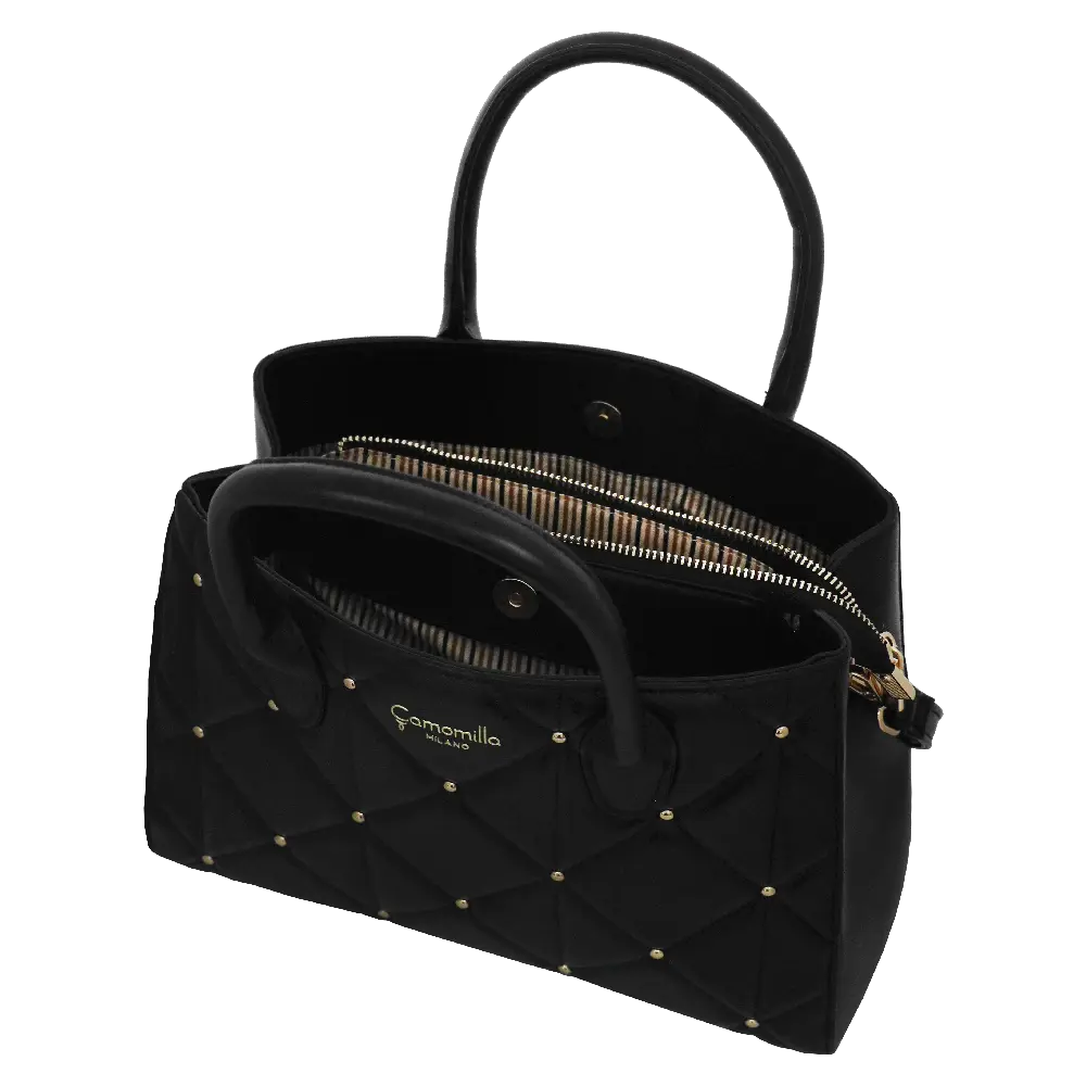 Camomilla Milano | Borsa a Mano M Sweet Studs Nero | Ecopelle Trapuntata