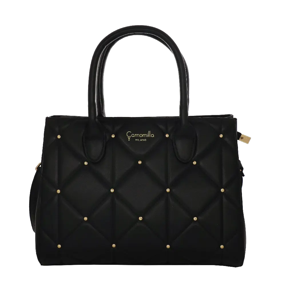 Camomilla Milano | Borsa a Mano M Sweet Studs Nero | Ecopelle Trapuntata