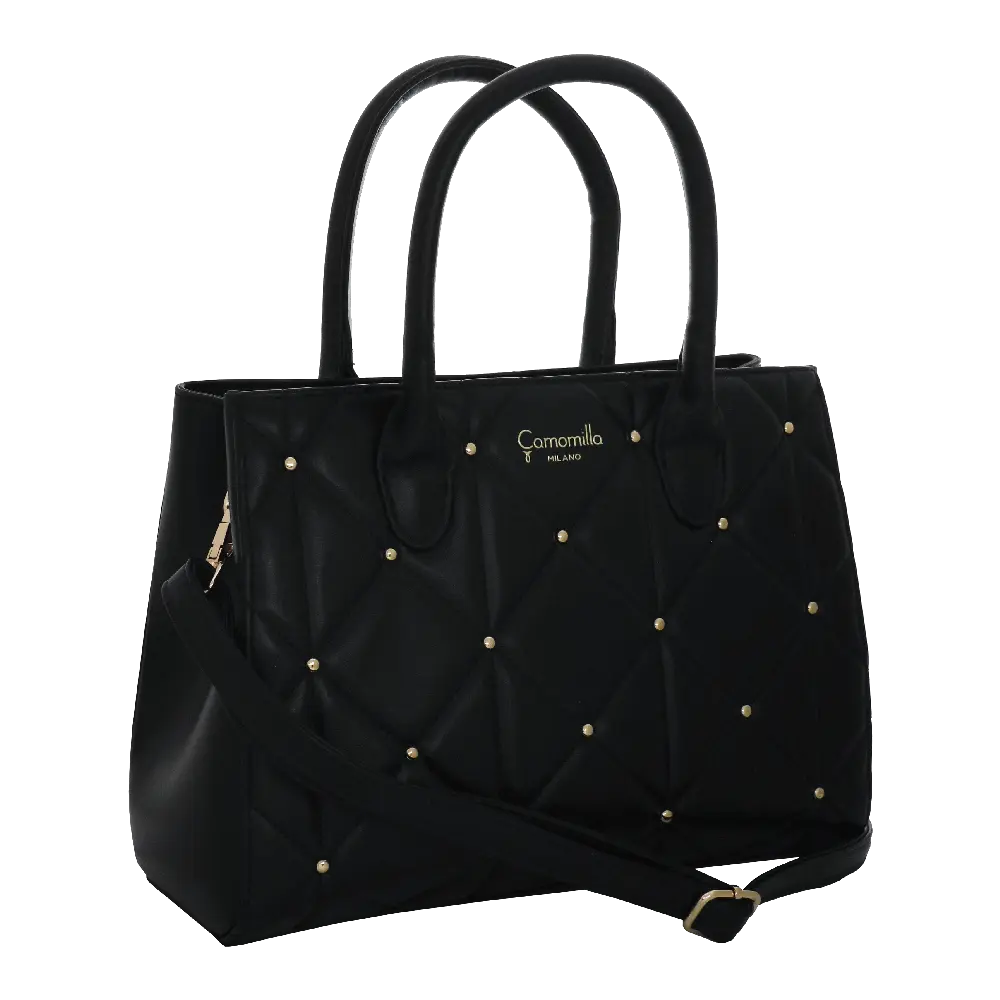Camomilla Milano | Borsa a Mano M Sweet Studs Nero | Ecopelle Trapuntata