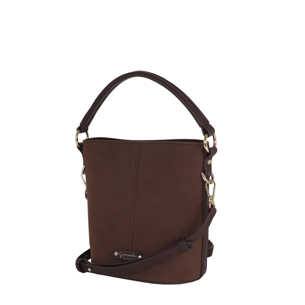 Camomilla Milano | Borsa a Mano S Daily Soft Marrone Scuro | Mini Secchiello Scamosciato