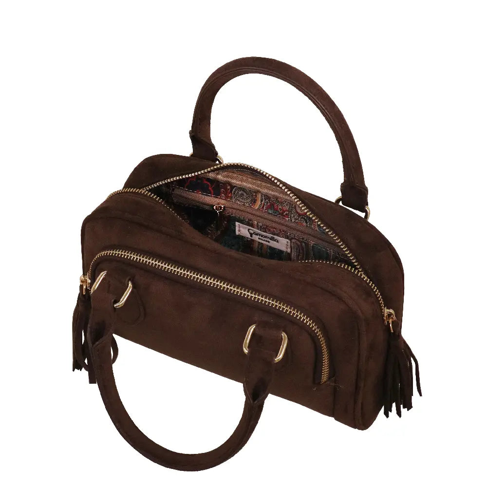 Camomilla Milano | Borsa a Mano S Little Icons Marrone | Mini Bauletto Scamosciato