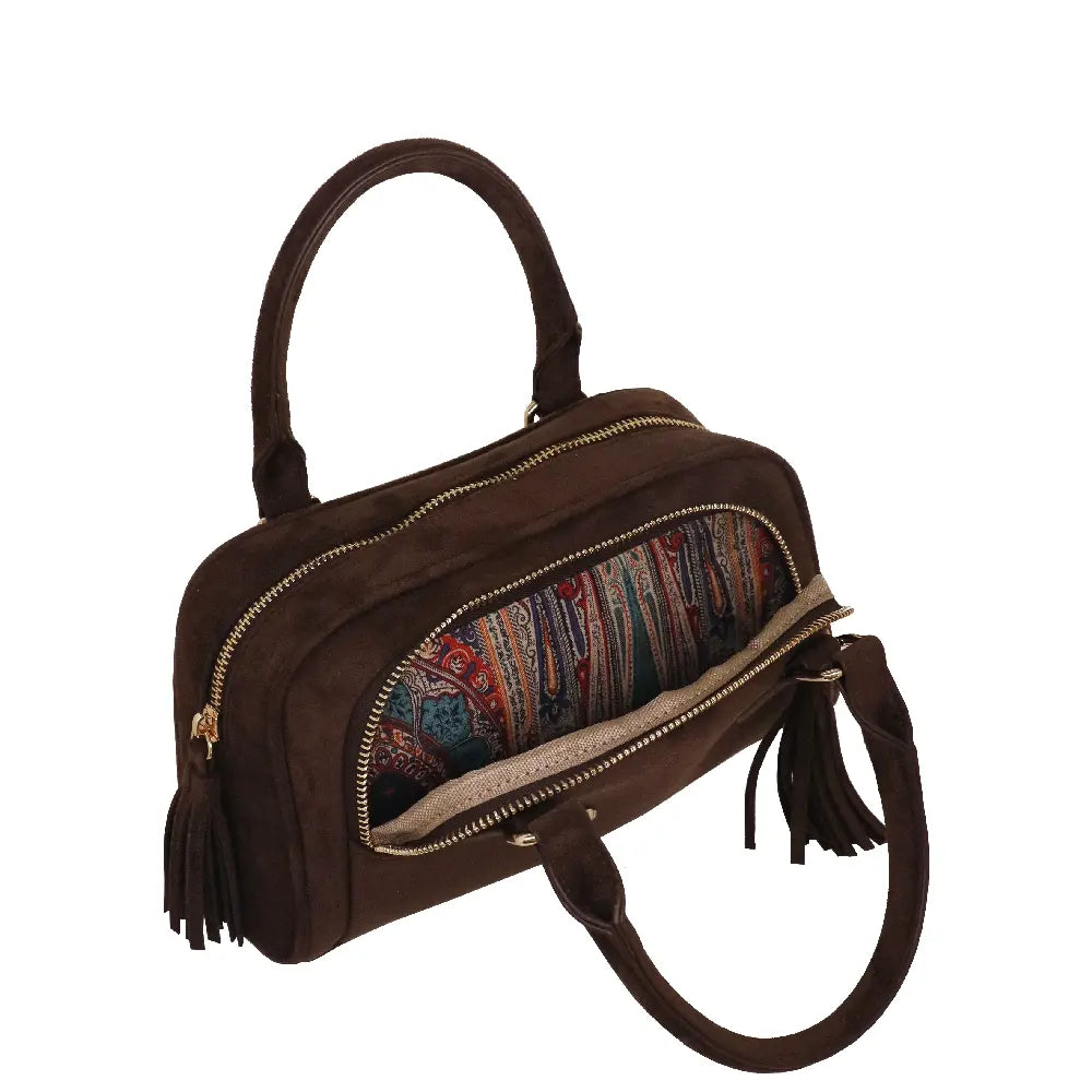 Camomilla Milano | Borsa a Mano S Little Icons Marrone | Mini Bauletto Scamosciato