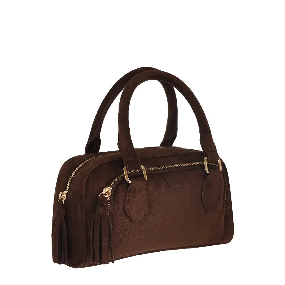 Camomilla Milano | Borsa a Mano S Little Icons Marrone | Mini Bauletto Scamosciato