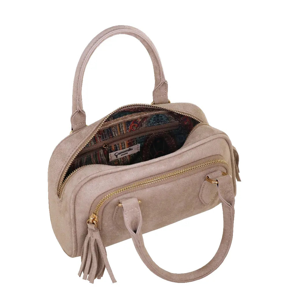 Camomilla Milano | Borsa a Mano S Little Icons Tortora | Mini Bauletto Scamosciato