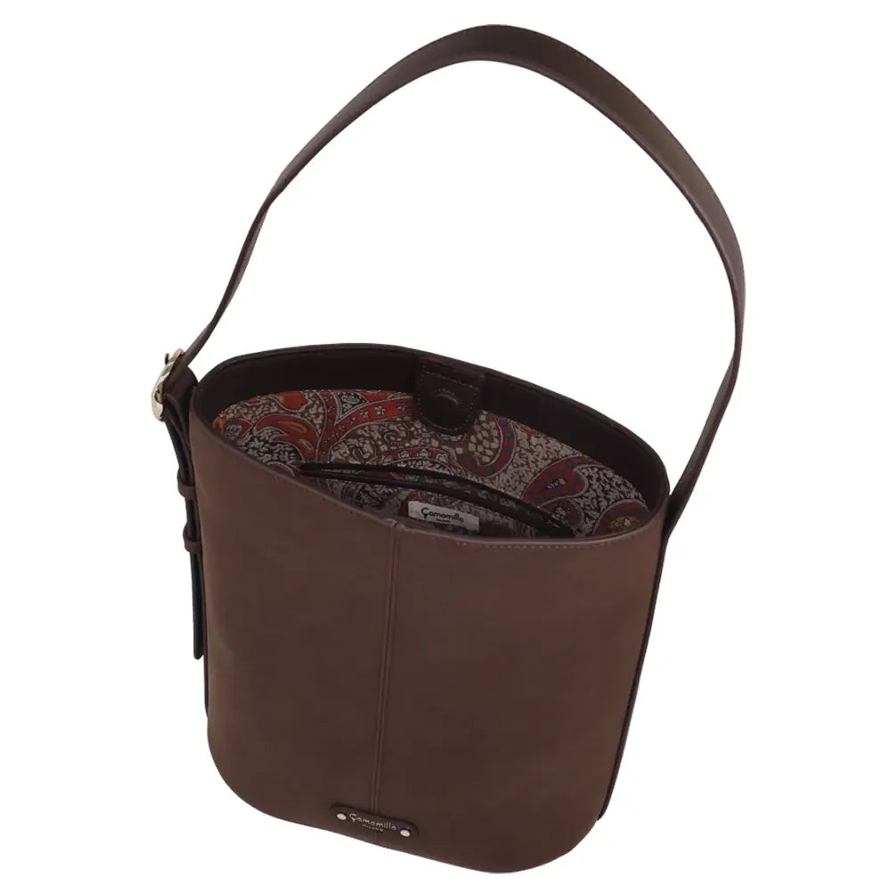 Camomilla Milano | Borsa a Spalla L Daily Soft Marrone Scuro | Secchiello Effetto Scamosciato