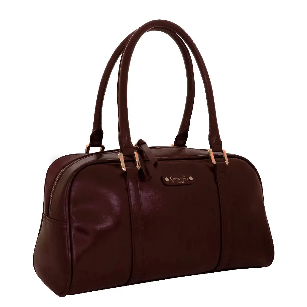 Camomilla Milano | Borsa a Spalla L Glossy & Amber Bordeaux | Vernice Stropicciata