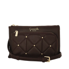 Camomilla Milano | City Phone Bag Sweet Studs Marrone Scuro | Borsa a Tracolla Trapuntata