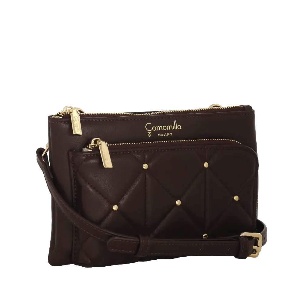 Camomilla Milano | City Phone Bag Sweet Studs Marrone Scuro | Borsa a Tracolla Trapuntata