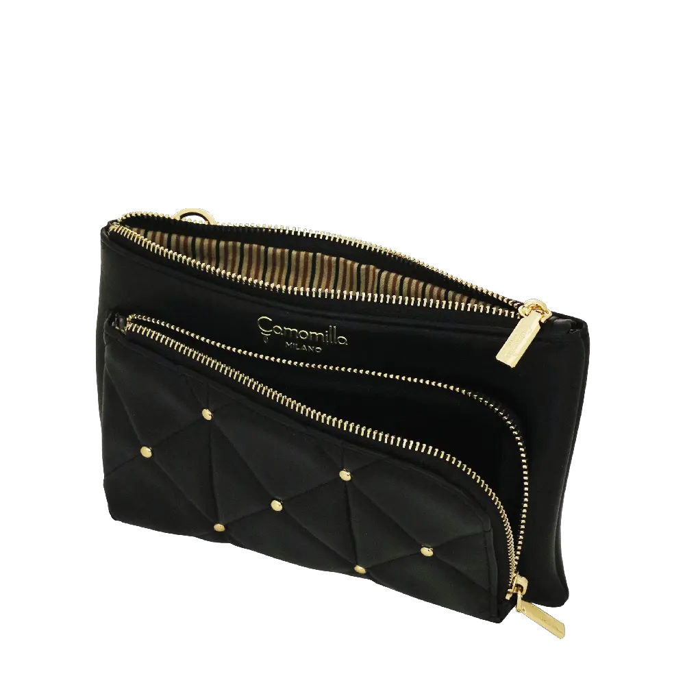 Camomilla Milano | City Phone Bag Sweet Studs Nero | Borsa a Tracolla Trapuntata