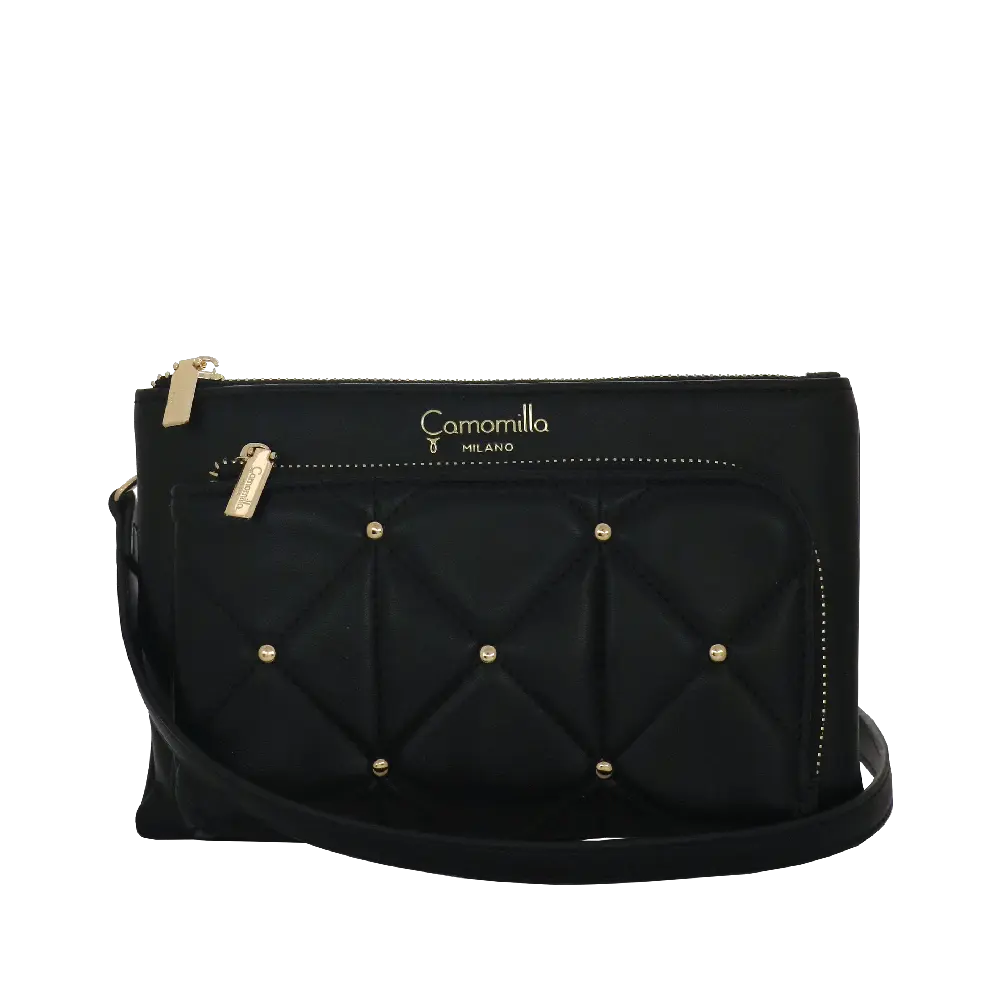 Camomilla Milano | City Phone Bag Sweet Studs Nero | Borsa a Tracolla Trapuntata