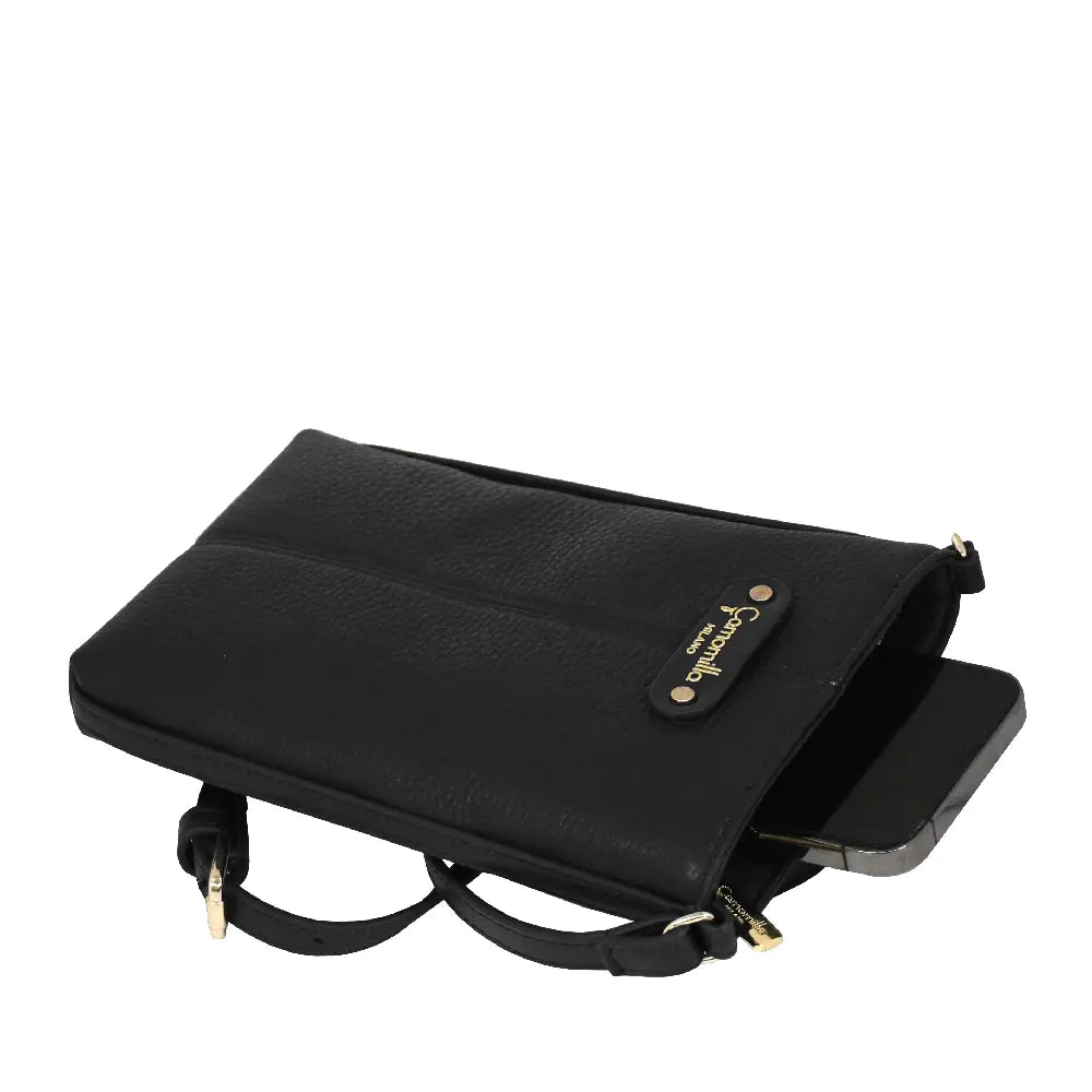 Camomilla Milano | Portacellulare Daily Soft Nero | Effetto Pelle Martellata