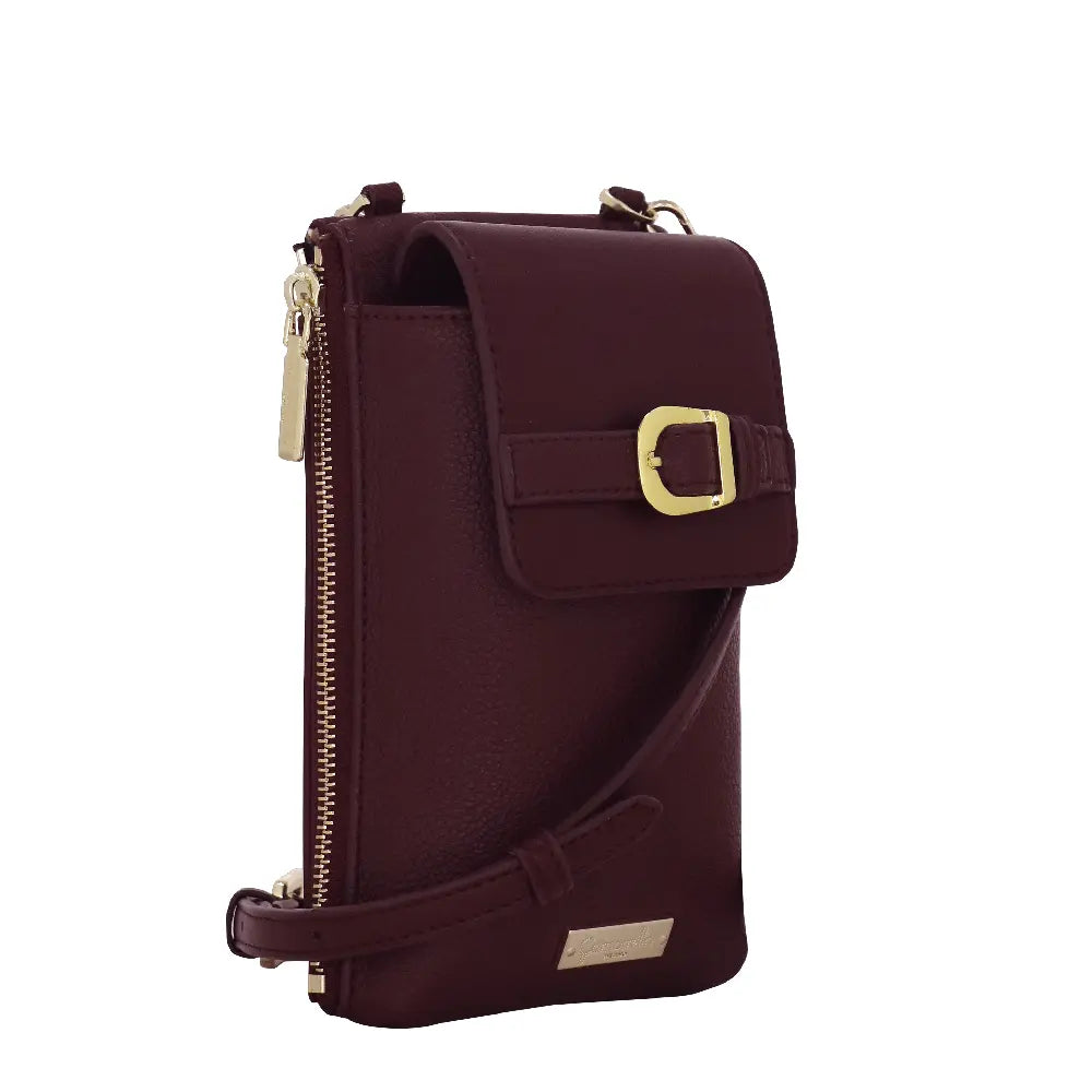 Camomilla Milano | Portacellulare Metropolitan Burgundy | Ecopelle a Contrasto