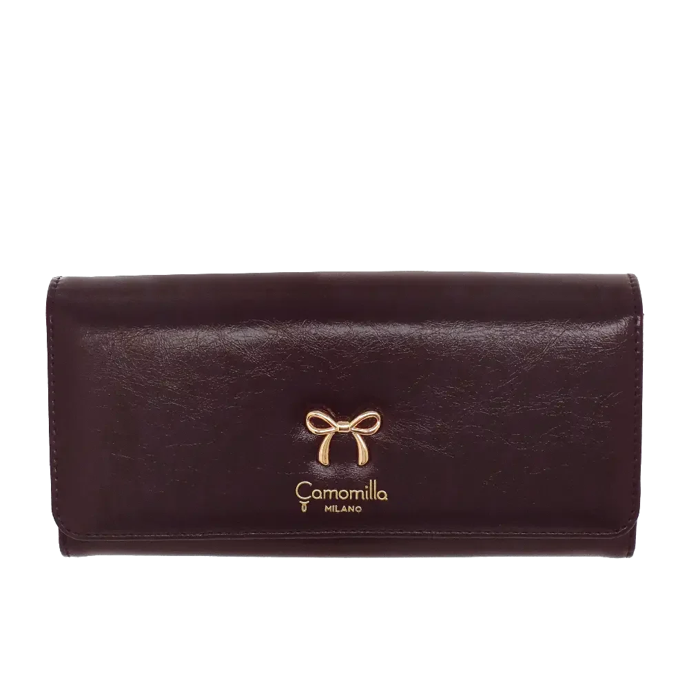 Camomilla Milano | Portafoglio L Flap Nice Wallet Burgundy | Vernice Stropicciata