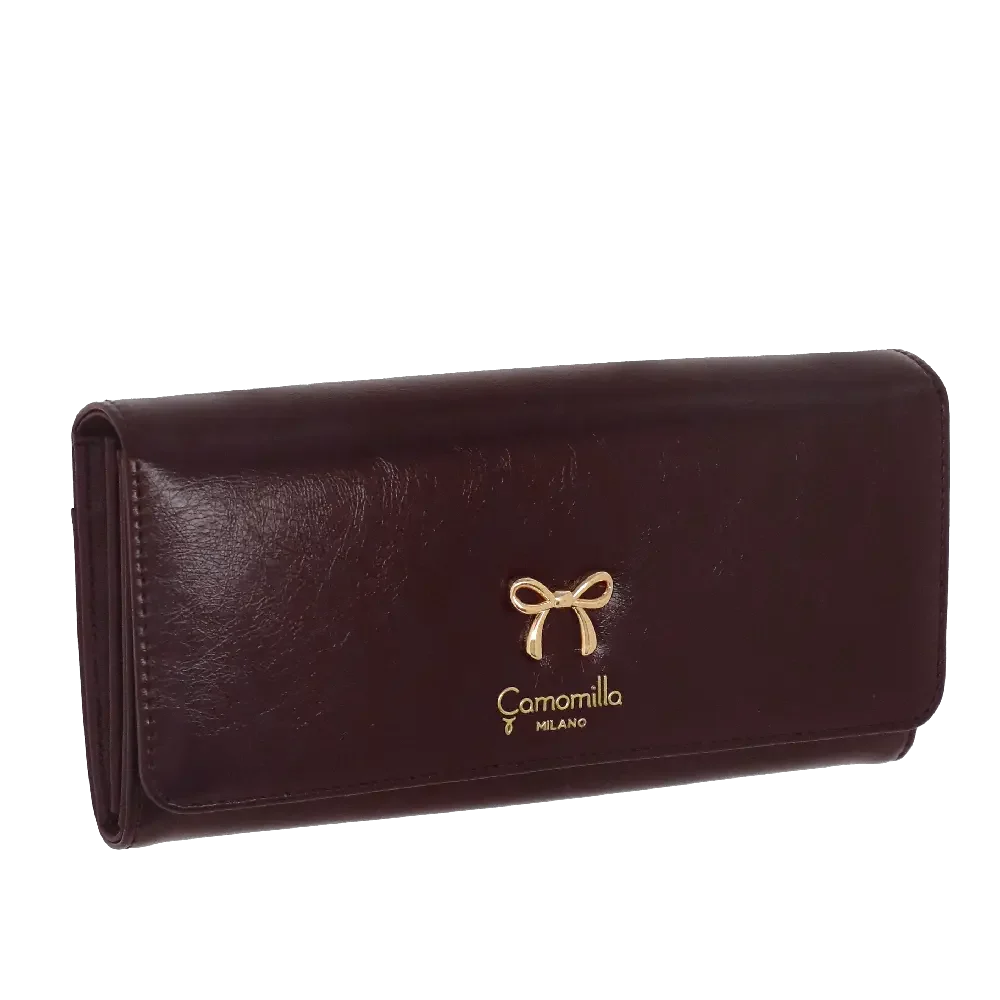 Camomilla Milano | Portafoglio L Flap Nice Wallet Burgundy | Vernice Stropicciata