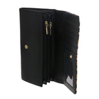 Camomilla Milano | Portafoglio L Flap Nice Wallet Nero e Leopardato | Effetto Pelle Martellata