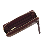 Camomilla Milano | Portafoglio L Zip Glossy & Amber Bordeaux | Vernice Stropicciata