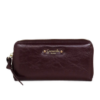 Camomilla Milano | Portafoglio L Zip Glossy & Amber Bordeaux | Vernice Stropicciata