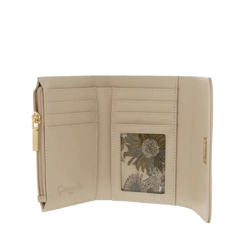 Camomilla Milano | Portafoglio M Flap Twist Beige | Ecopelle Effetto Mat