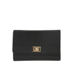 Camomilla Milano | Portafoglio M Flap Twist Nero | Ecopelle Effetto Mat