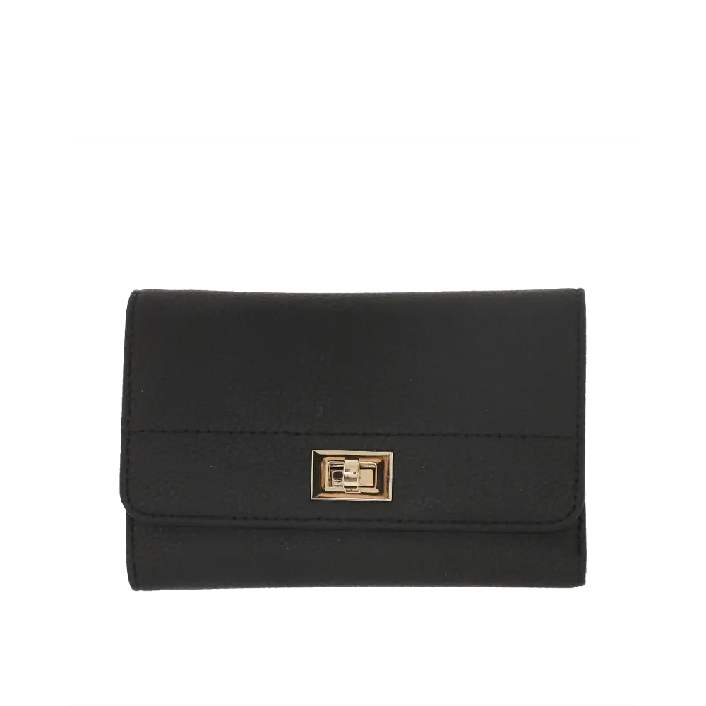 Camomilla Milano | Portafoglio M Flap Twist Nero | Ecopelle Effetto Mat