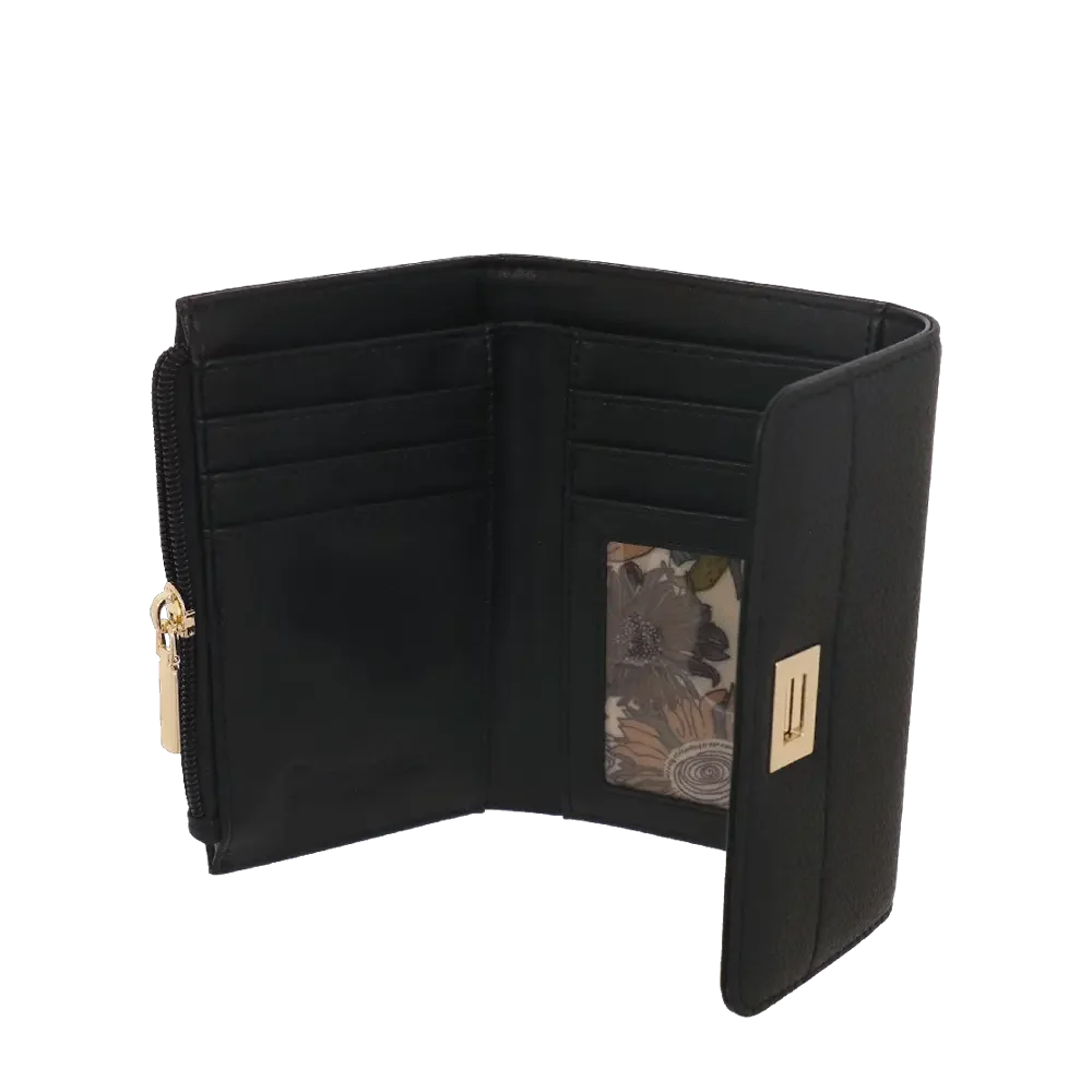 Camomilla Milano | Portafoglio M Flap Twist Nero | Ecopelle Effetto Mat
