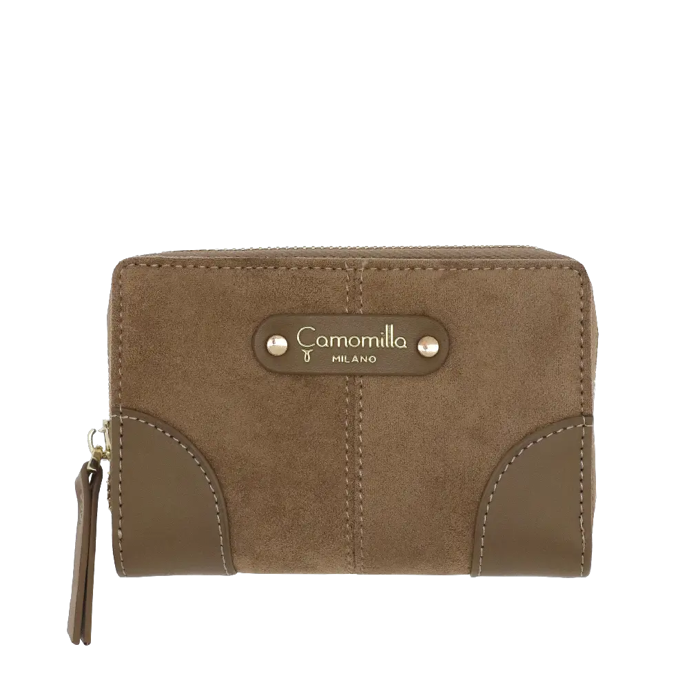 Camomilla Milano | Portafoglio S Flap Glossy & Amber Tortora | Effetto Scamosciato